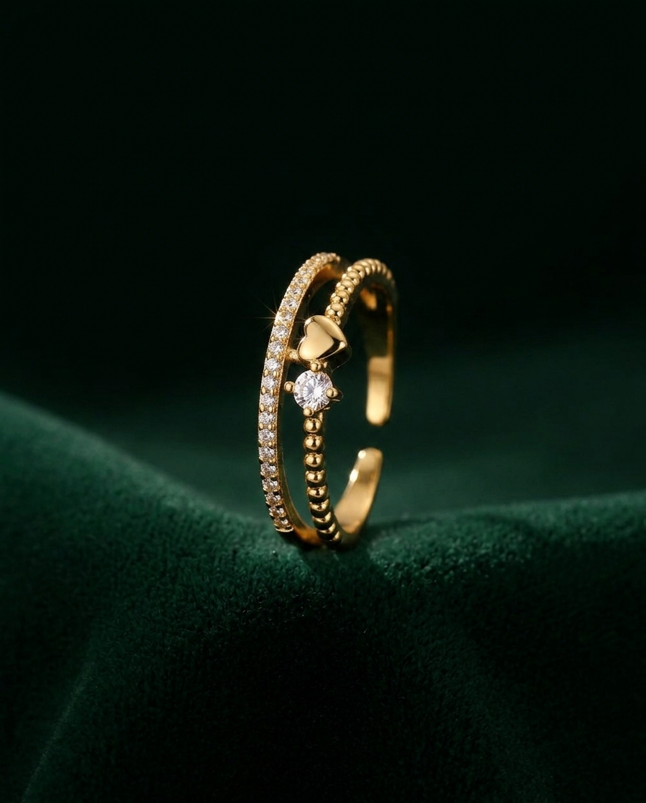 Adjustable Zirconia Heart Ring