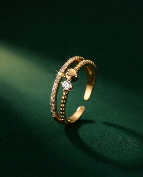 Adjustable Zirconia Heart Ring