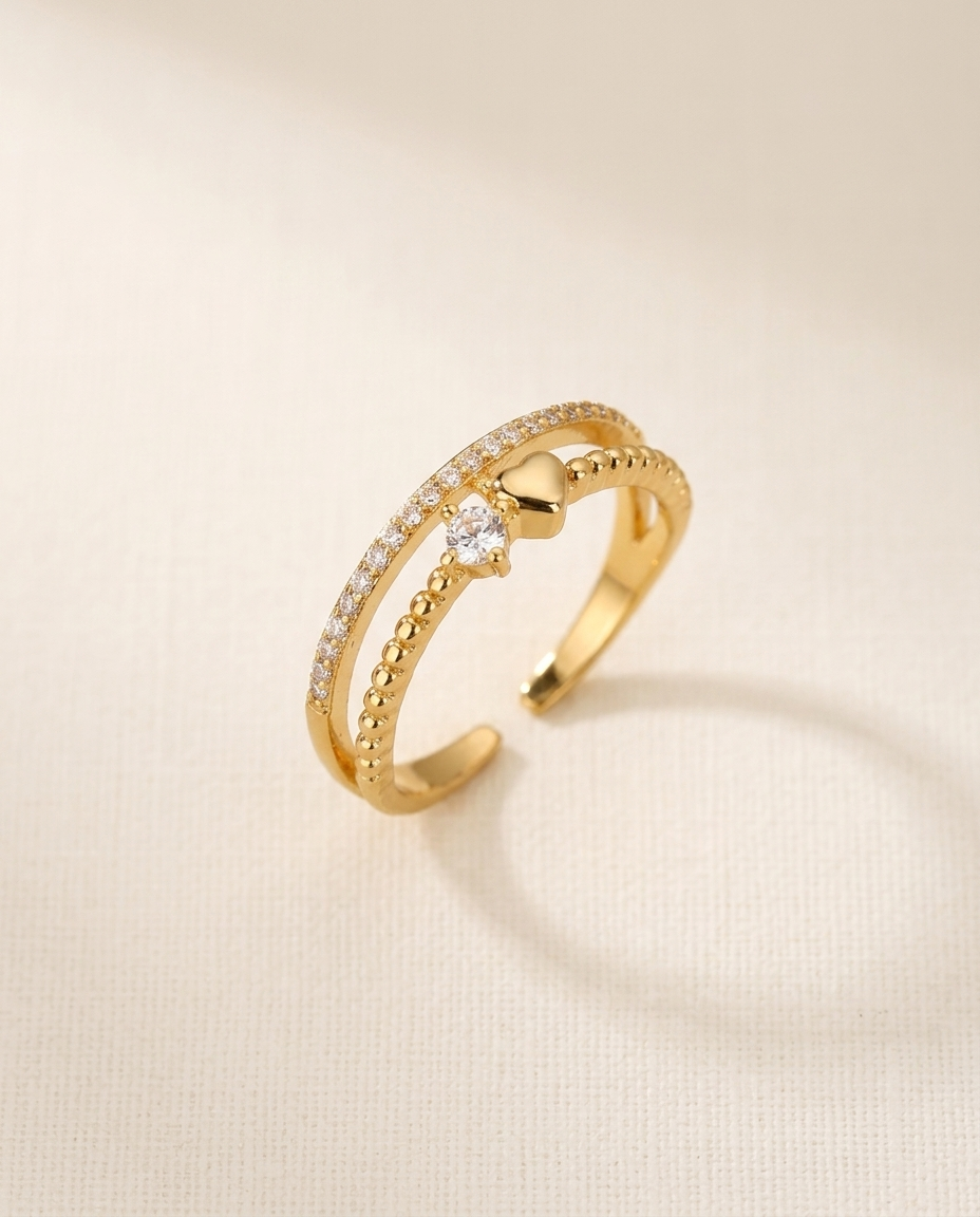 Adjustable Zirconia Heart Ring